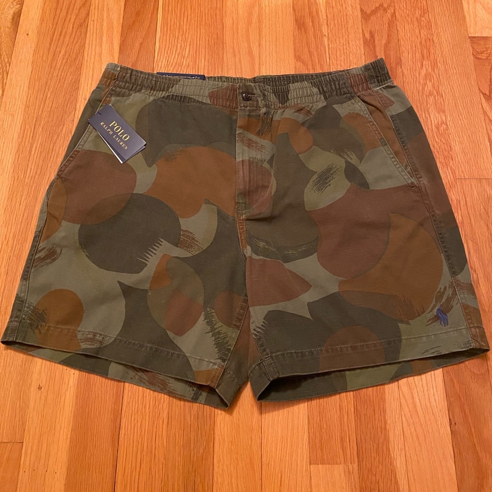 Polo Ralph Lauren Classic Fit 6” Elastic Waist Green Camo Prepster Twill Shorts